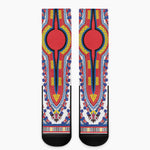 Red And White African Dashiki Print Crew Socks
