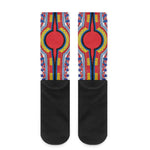 Red And White African Dashiki Print Crew Socks