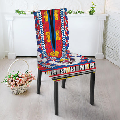 Red And White African Dashiki Print Dining Chair Slipcover