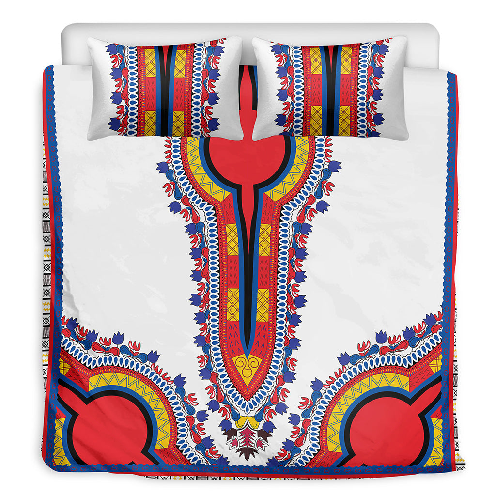 Red And White African Dashiki Print Duvet Cover Bedding Set