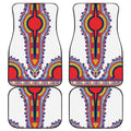 Red And White African Dashiki Print Front and Back Car Floor Mats