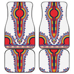 Red And White African Dashiki Print Front and Back Car Floor Mats