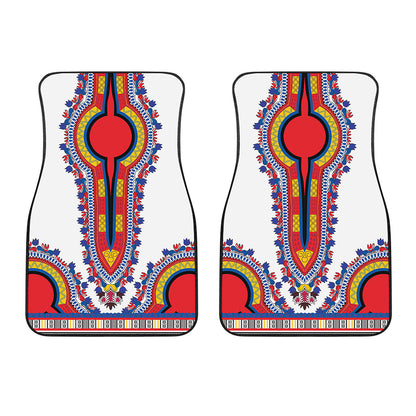 Red And White African Dashiki Print Front Car Floor Mats