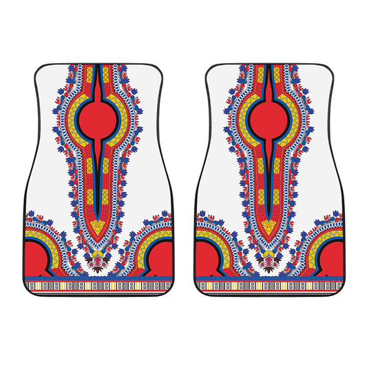 Red And White African Dashiki Print Front Car Floor Mats