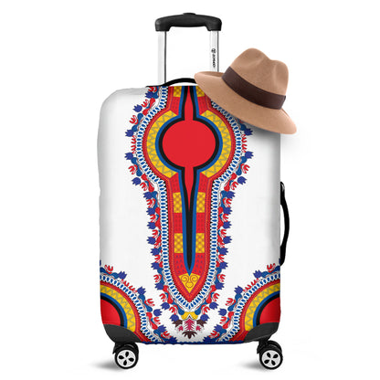 Red And White African Dashiki Print Luggage Cover