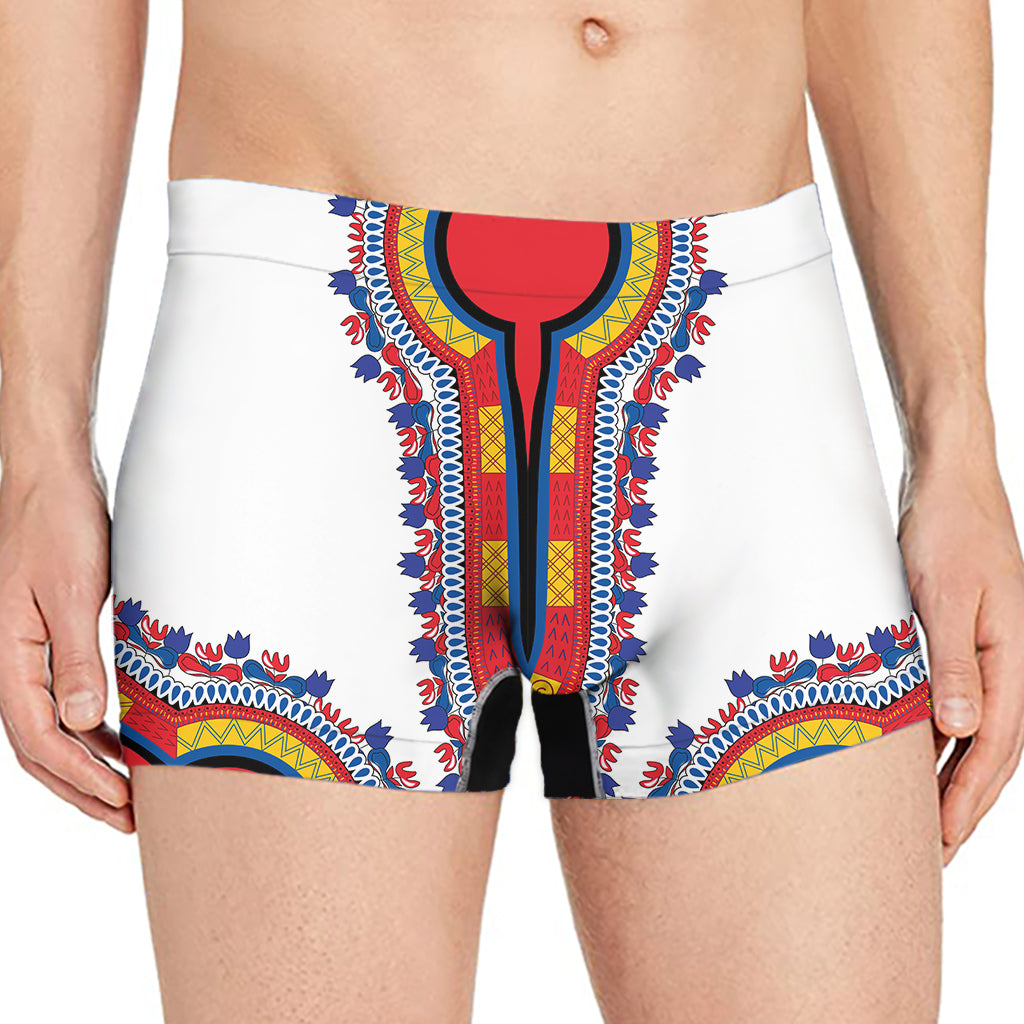 Red And White African Dashiki Print Men's Boxer Briefs