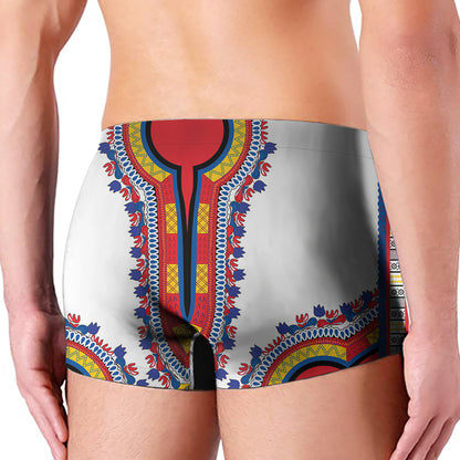 Red And White African Dashiki Print Men's Boxer Briefs
