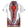 Red And White African Dashiki Print Men's Short Sleeve Shirt