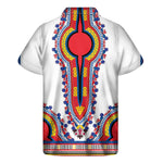 Red And White African Dashiki Print Men's Short Sleeve Shirt