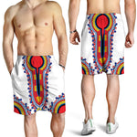Red And White African Dashiki Print Men's Shorts