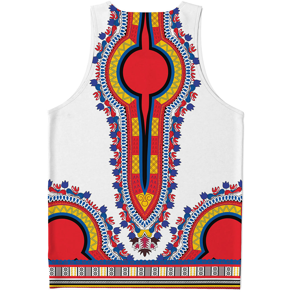 Red And White African Dashiki Print Men's Tank Top