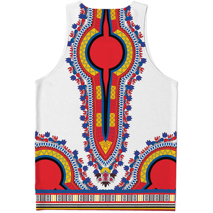 Red And White African Dashiki Print Men's Tank Top