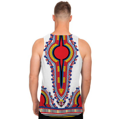 Red And White African Dashiki Print Men's Tank Top