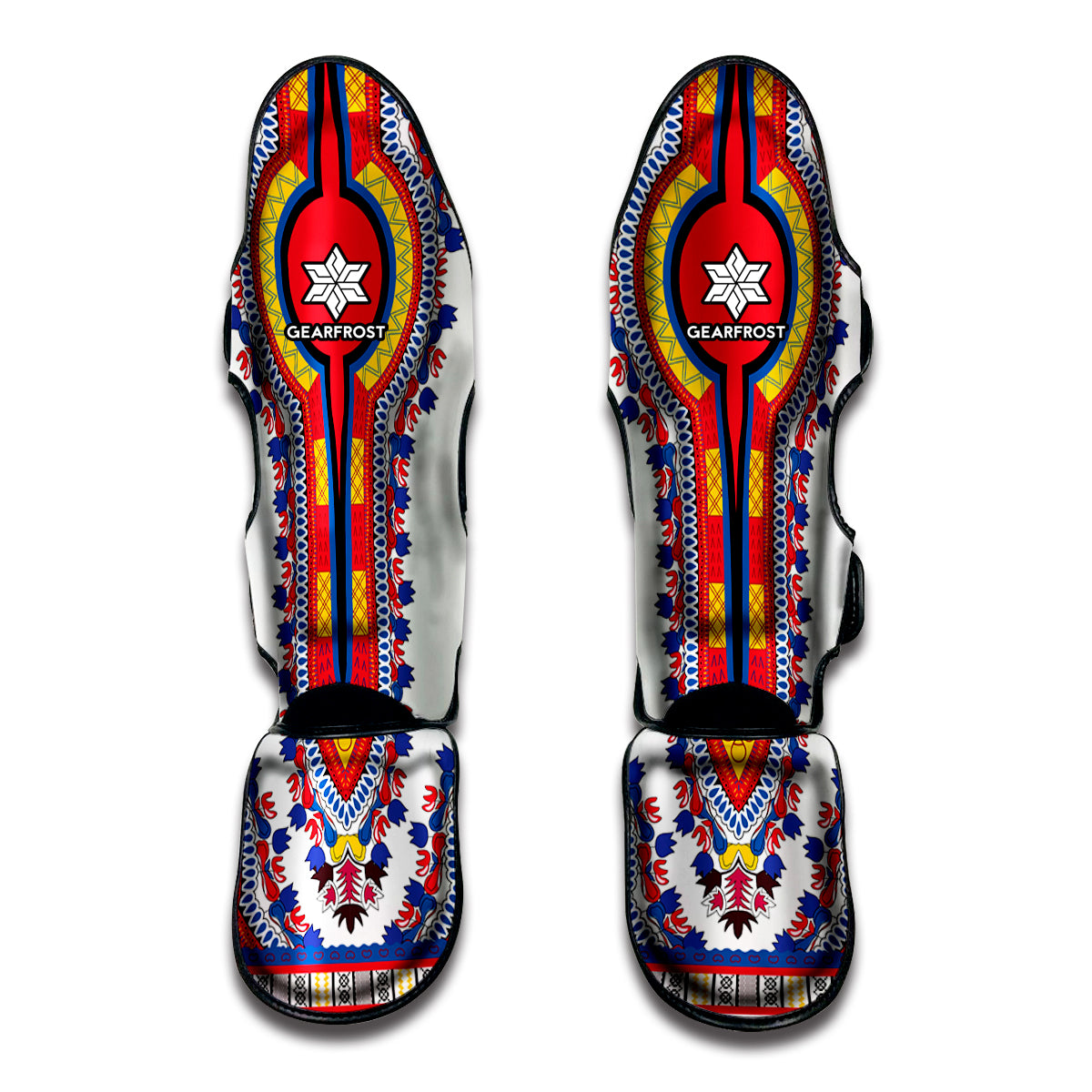 Red And White African Dashiki Print Muay Thai Shin Guard