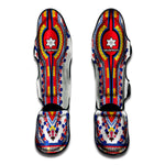 Red And White African Dashiki Print Muay Thai Shin Guard
