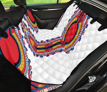 Red And White African Dashiki Print Pet Car Back Seat Cover