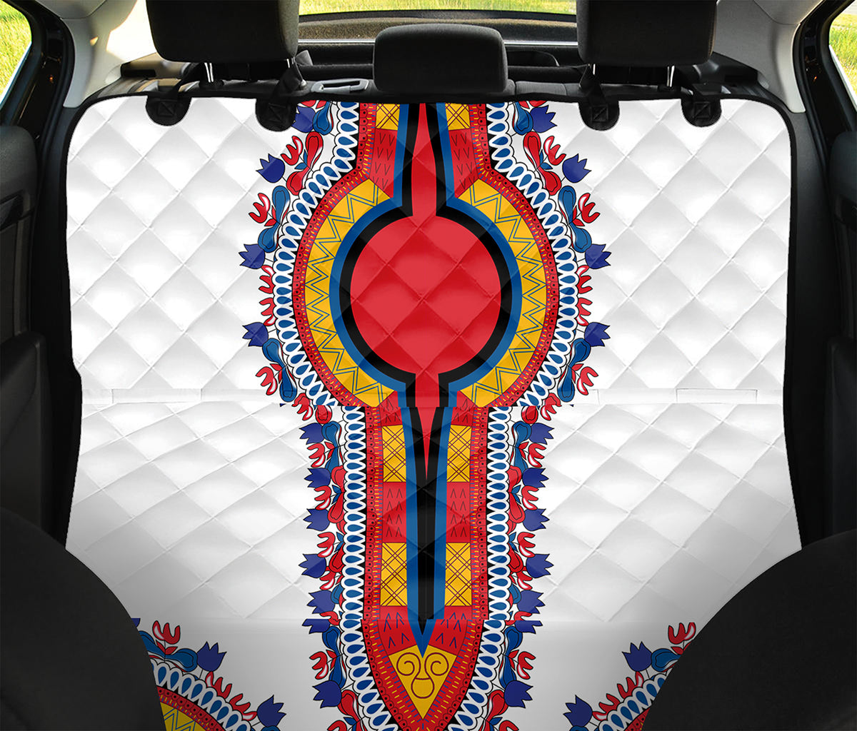 Red And White African Dashiki Print Pet Car Back Seat Cover