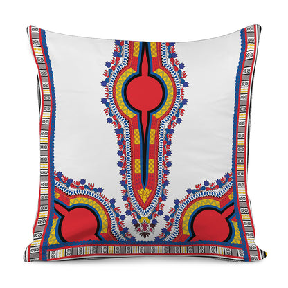 Red And White African Dashiki Print Pillow Cover