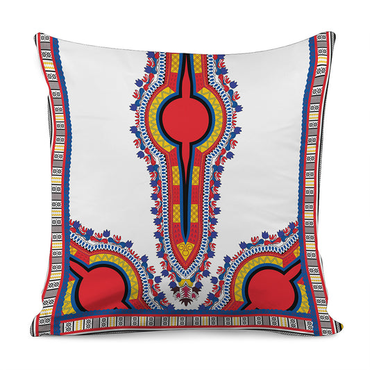 Red And White African Dashiki Print Pillow Cover