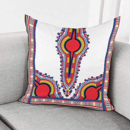 Red And White African Dashiki Print Pillow Cover