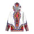 Red And White African Dashiki Print Pullover Hoodie