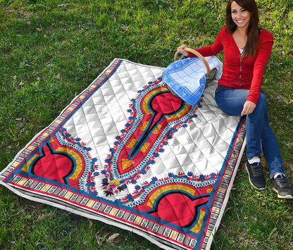 Red And White African Dashiki Print Quilt