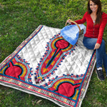 Red And White African Dashiki Print Quilt