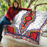 Red And White African Dashiki Print Quilt