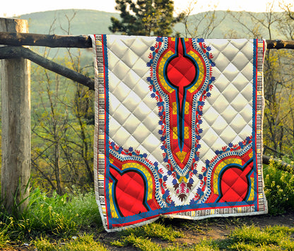 Red And White African Dashiki Print Quilt