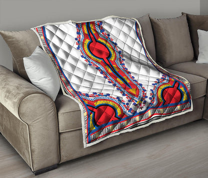 Red And White African Dashiki Print Quilt