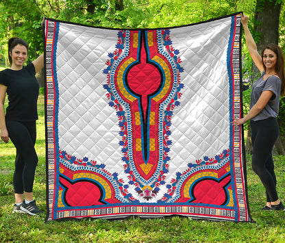Red And White African Dashiki Print Quilt