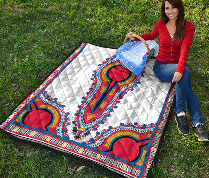Red And White African Dashiki Print Quilt