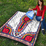 Red And White African Dashiki Print Quilt