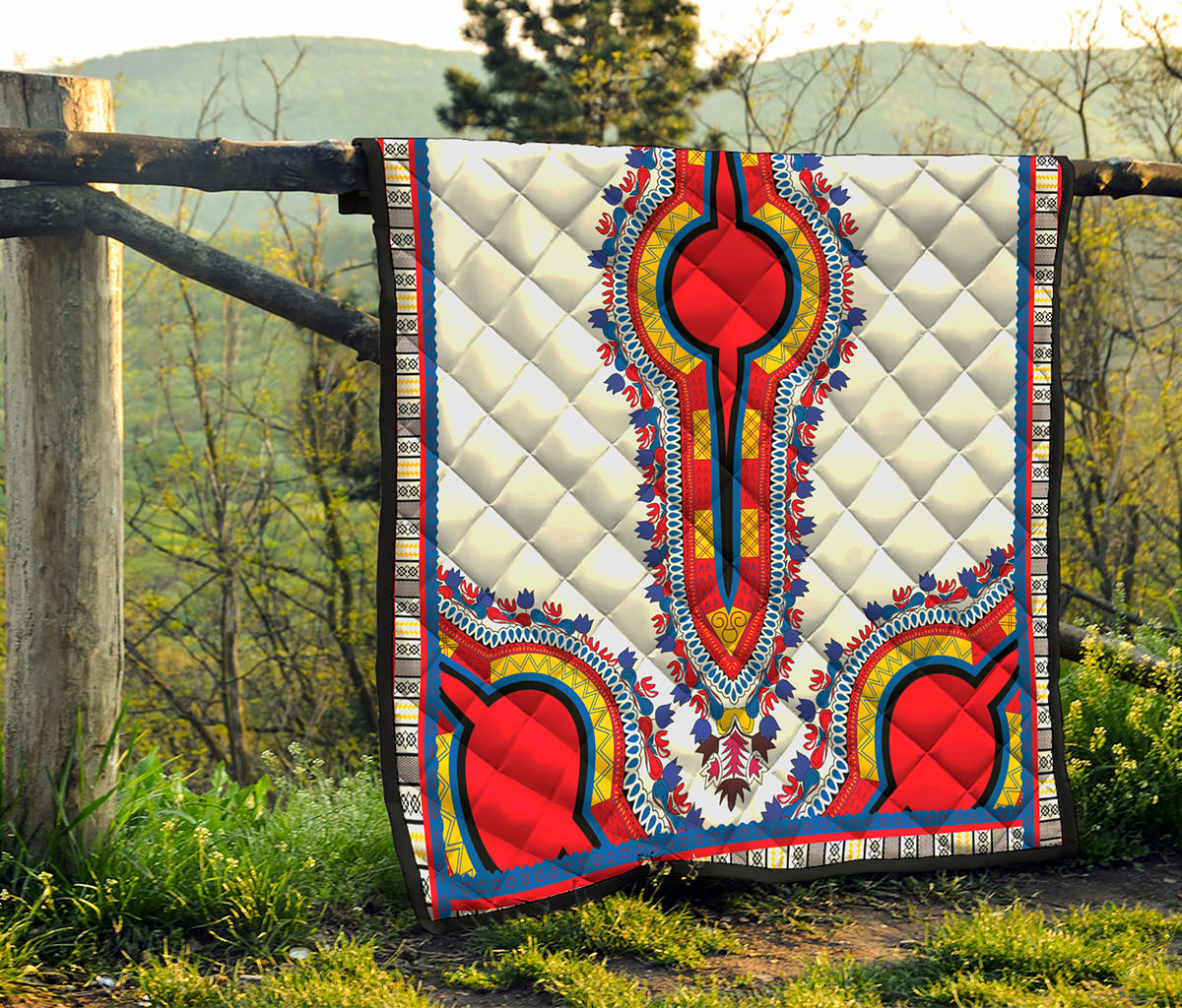 Red And White African Dashiki Print Quilt
