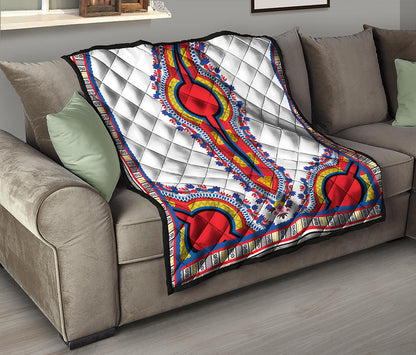 Red And White African Dashiki Print Quilt