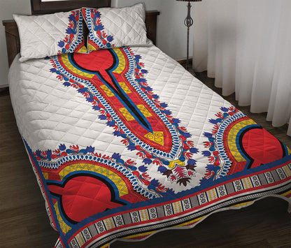 Red And White African Dashiki Print Quilt Bed Set