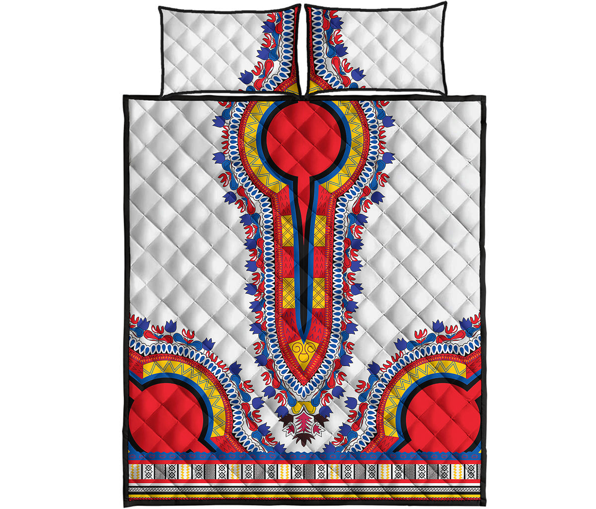 Red And White African Dashiki Print Quilt Bed Set