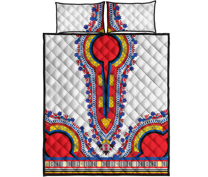 Red And White African Dashiki Print Quilt Bed Set