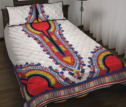 Red And White African Dashiki Print Quilt Bed Set