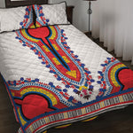 Red And White African Dashiki Print Quilt Bed Set