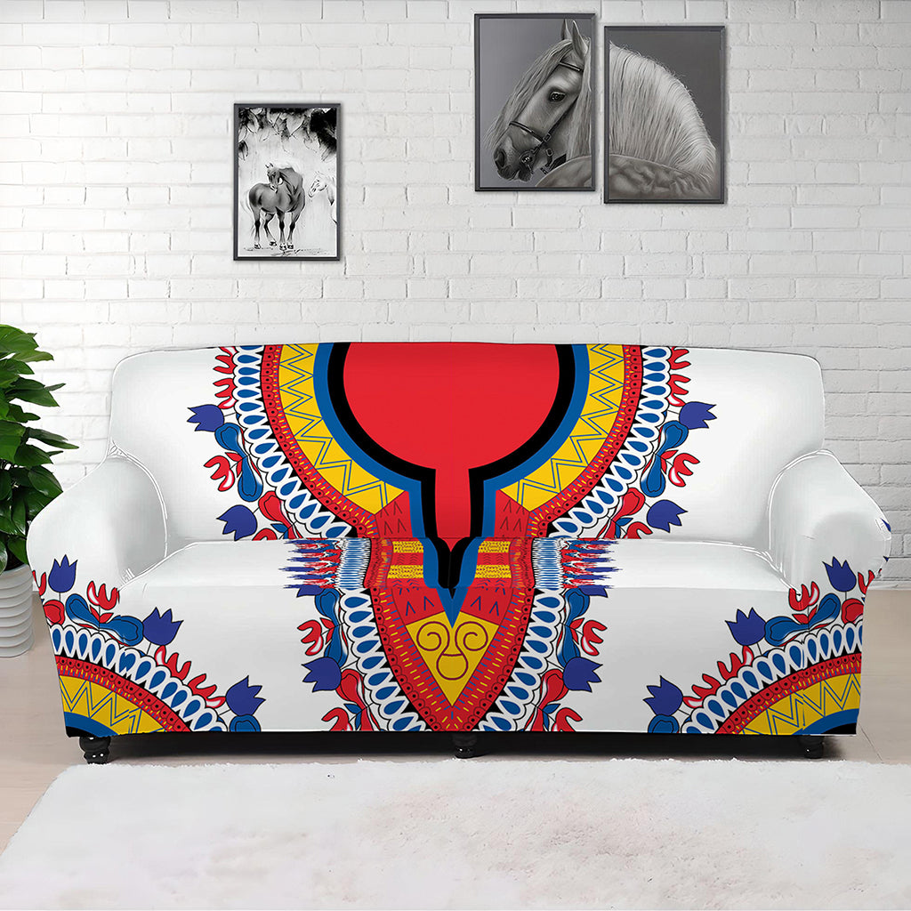 Red And White African Dashiki Print Sofa Cover