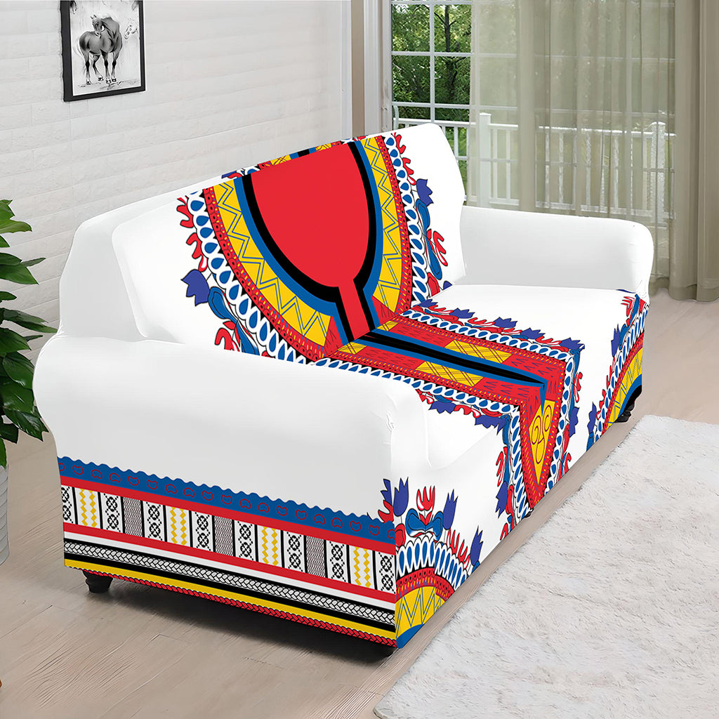 Red And White African Dashiki Print Sofa Cover