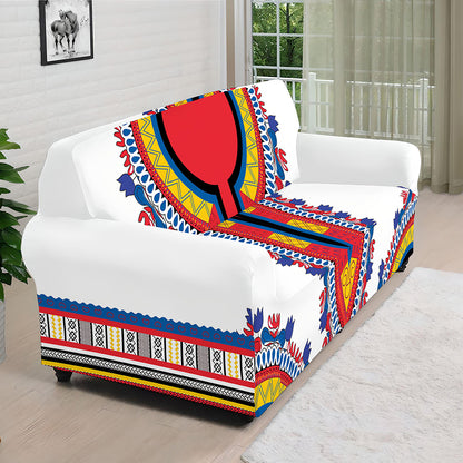 Red And White African Dashiki Print Sofa Cover