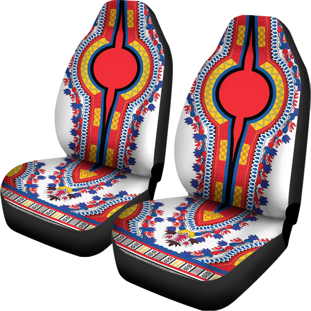 Red And White African Dashiki Print Universal Fit Car Seat Covers