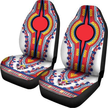 Red And White African Dashiki Print Universal Fit Car Seat Covers