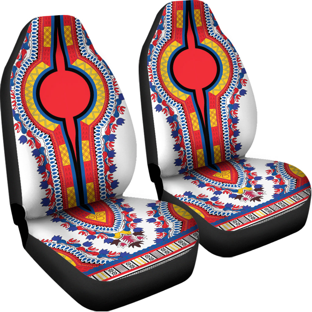 Red And White African Dashiki Print Universal Fit Car Seat Covers