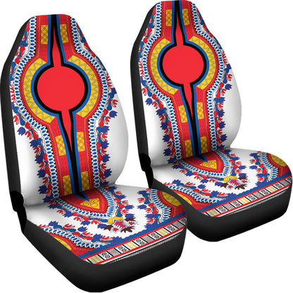 Red And White African Dashiki Print Universal Fit Car Seat Covers