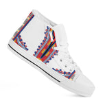 Red And White African Dashiki Print White High Top Shoes