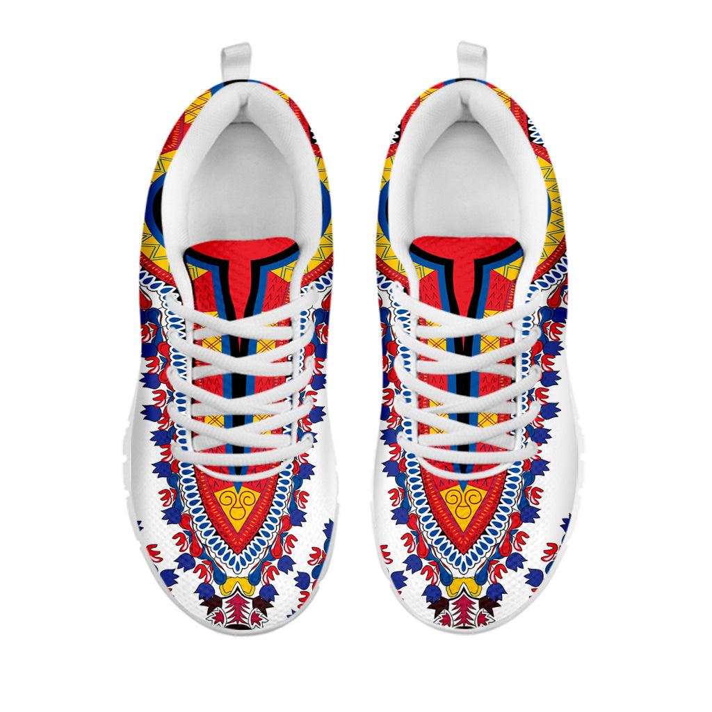 Red And White African Dashiki Print White Sneakers
