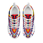 Red And White African Dashiki Print White Sneakers